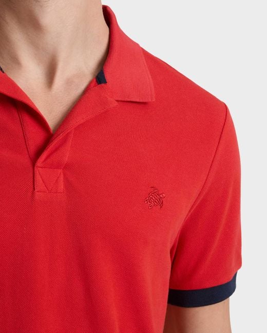 Vilebrequin Red Organic Cotton Pique Polo Shirt Solid for men