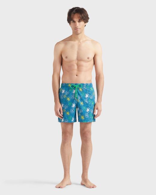 Vilebrequin Blue Swim Shorts Embroidered Oursins for men