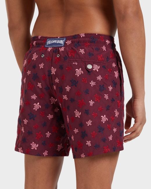 Vilebrequin Swim Shorts Embroidered Micro Ronde Des Tortues - Limited Edition - Swimwear - Mistral - Red - Size S for men