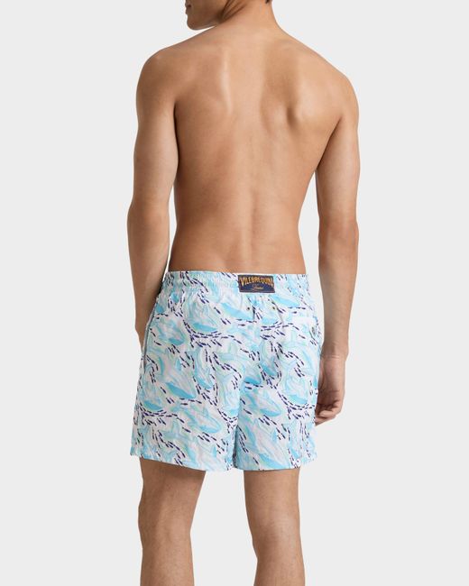 Vilebrequin Blue Embroidered Swim Shorts Whales Offset for men