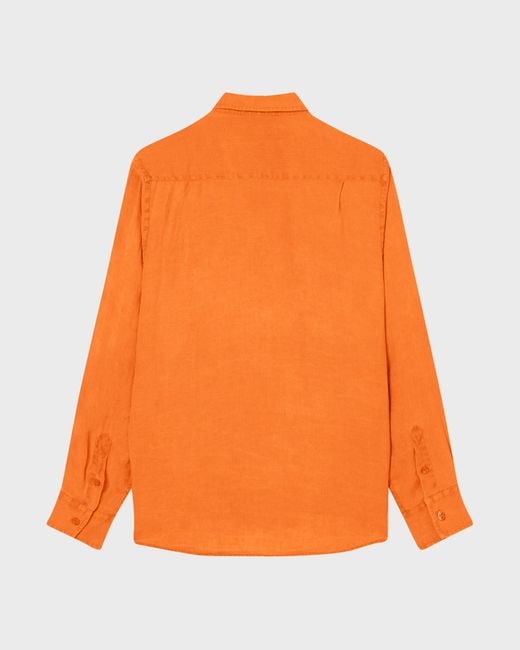 Vilebrequin Orange Linen Shirt Solid for men