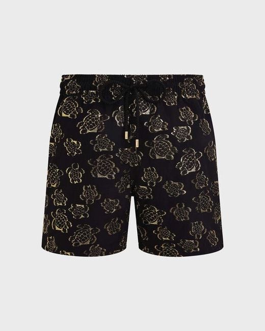 Vilebrequin Black Swim Shorts Ronde Des Tortues Jacquard for men