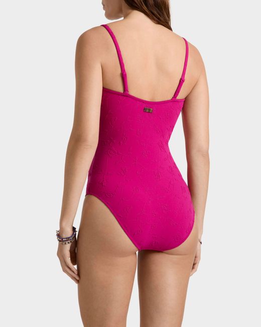 Vilebrequin Pink Jacquard One-piece Swimsuit Roses - Swimwear - Lucette - Red - Size Xl