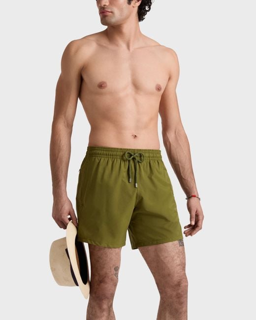 Vilebrequin Green Micro-Perforated Ultra-Light And Packable Swim Shorts Solid for men