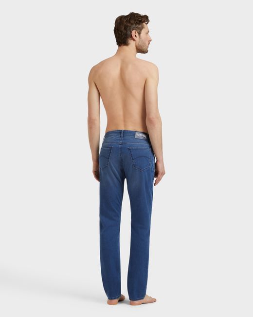 Vilebrequin Blue 5-Pockets Denim Pants Turtles Net for men