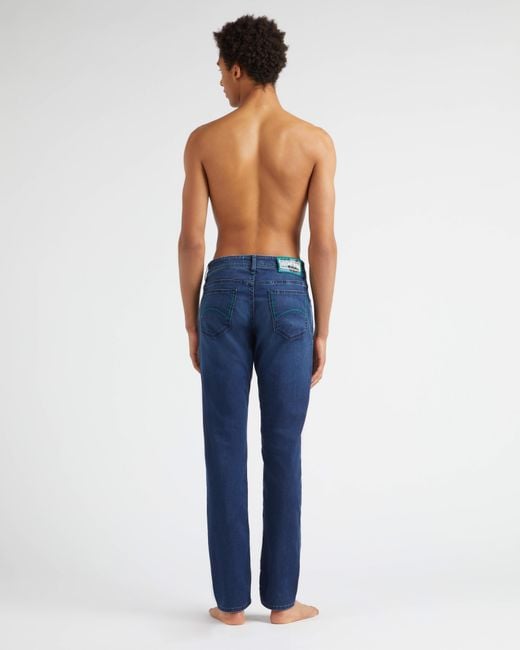 Vilebrequin Blue 5-Pockets Denim Pants Tropical Flowers for men