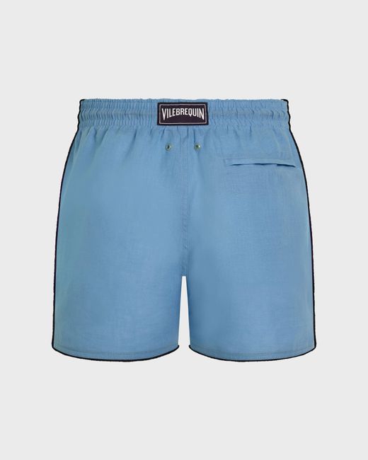 Vilebrequin Blue Linen Swim Shorts Solid for men