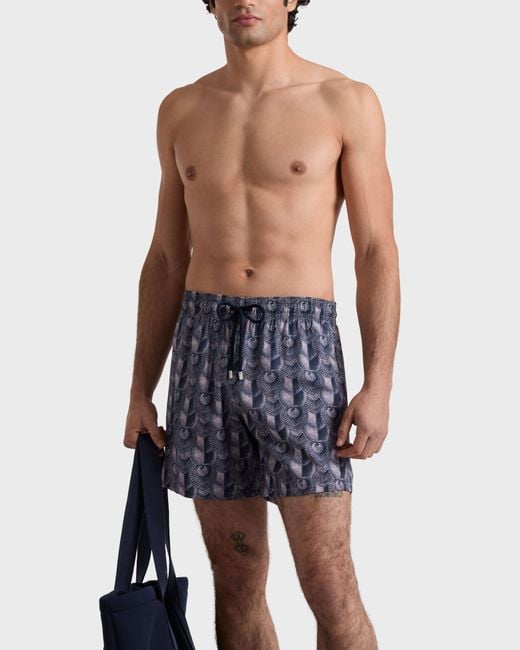 Vilebrequin Blue Ultrafine Wool Swim Shorts Heart Shells for men