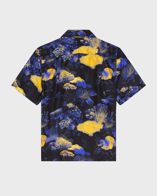 Vilebrequin Blue Silk Bowling Shirt Coral Reef - Shirt - Courbis - Black - Size M for men