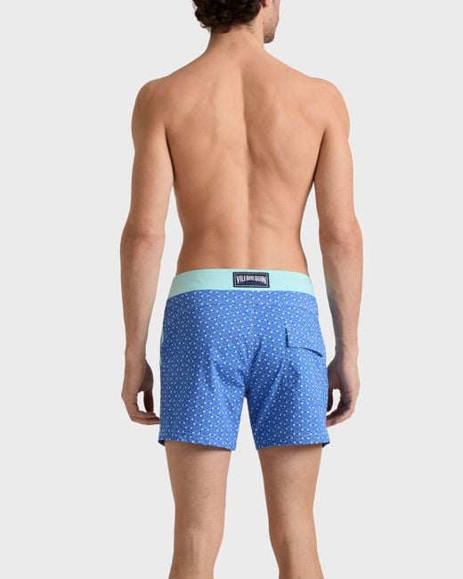 Vilebrequin Blue Stretch Short Flat Belt Swim Shorts Graphic Urchin for men