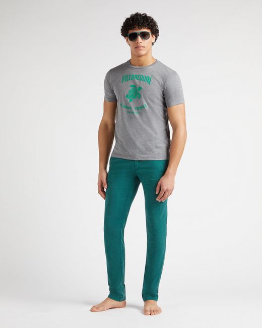 Vilebrequin Gray Cotton T-Shirt Embossed Logo for men