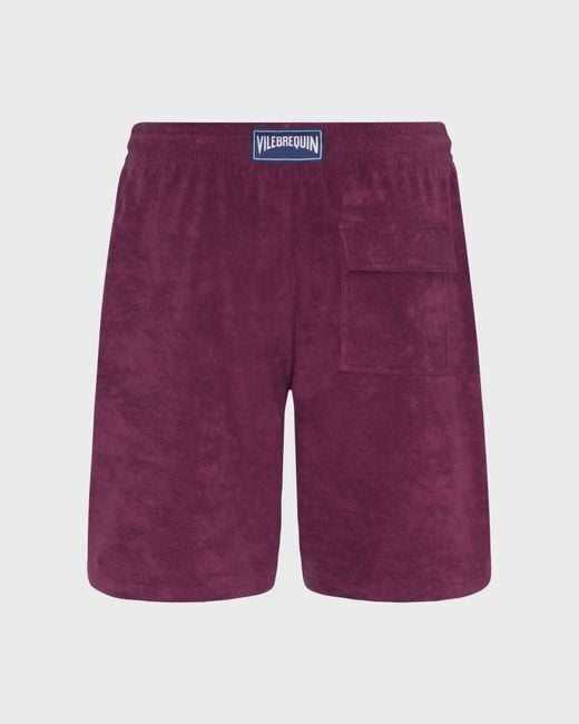 Vilebrequin Purple Terry Bermuda Shorts Solid for men