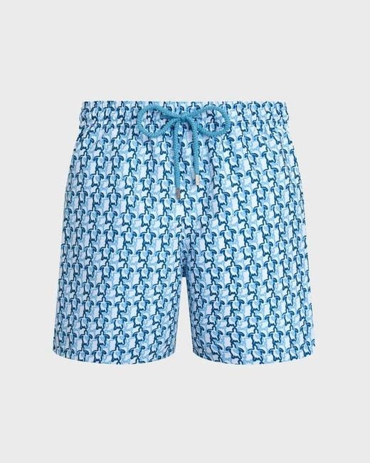 Vilebrequin Blue Swim Shorts Turtles Net for men