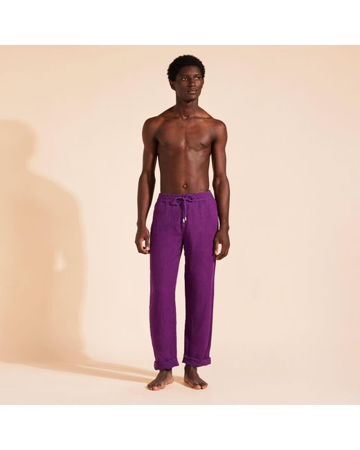 Vilebrequin Purple Linen Pants Solid for men