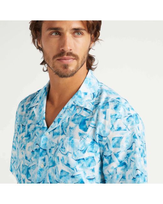 Vilebrequin Iced Turtles Bowling-hemd Aus Baumwolle Und Seide Für Herren in Blue für Herren