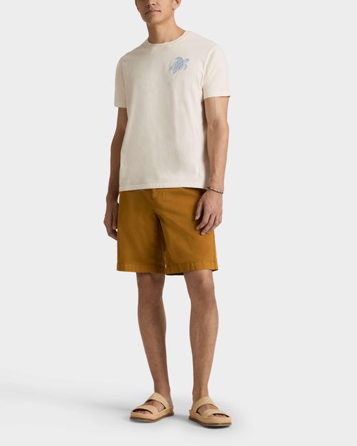Vilebrequin Yellow Satin Cotton Bermuda Shorts Solid for men