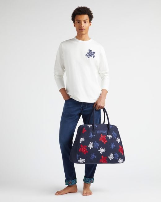 Vilebrequin Blue 5-Pockets Denim Pants Tropical Flowers for men