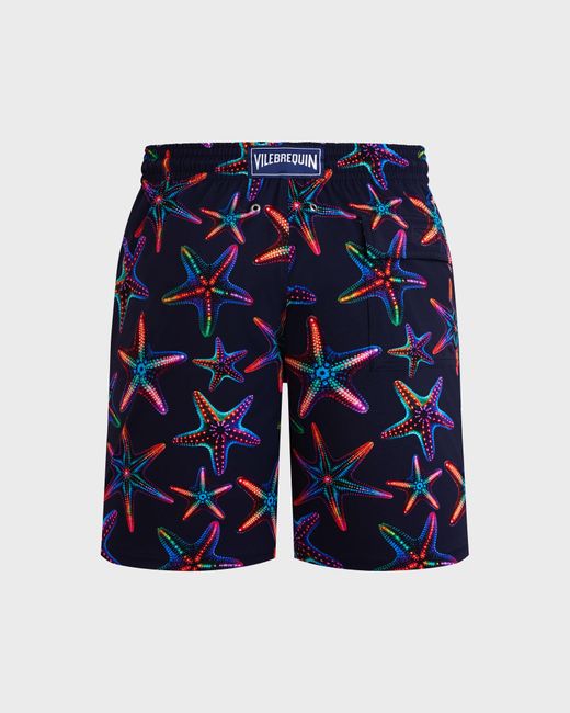 Vilebrequin Blue Long Stretch Swim Trunks Disco Stars for men