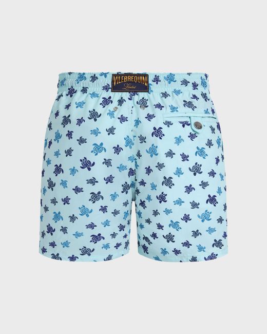 Vilebrequin Embroidered Swim Trunks Micro Ronde Des Tortues - Limited Edition - Swimwear - Mistral - Blue - Size M for men