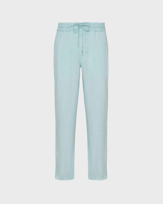 Vilebrequin Blue Linen Pants Regular Fit Natural Dye for men