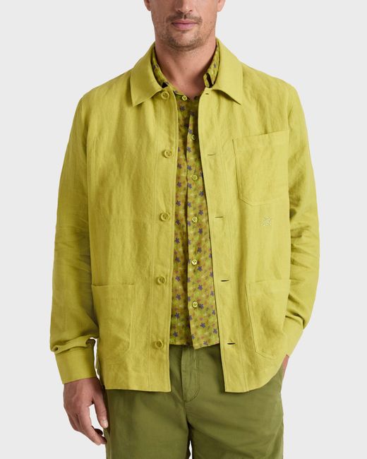 Vilebrequin Yellow Linen Overshirt Solid - Jacket - Corentin - Green - Size S for men