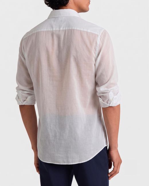 Vilebrequin White Cotton Voile Lightweight Shirt Solid for men