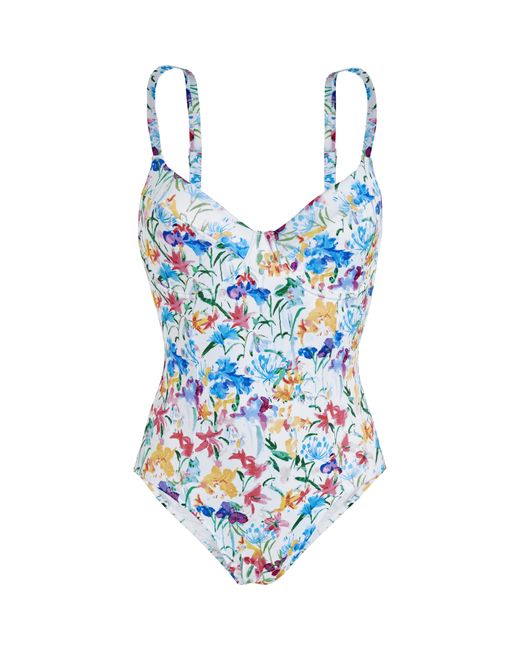 Vilebrequin Blue Happy Flowers Neckholder-badeanzug Für Damen