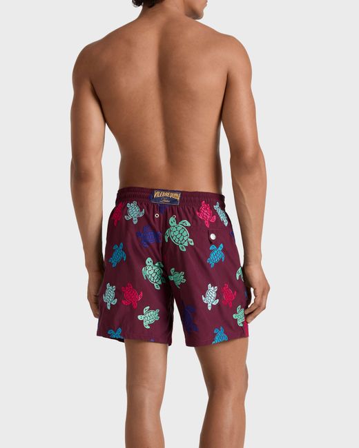 Vilebrequin Embroidered Swim Trunks Ronde Des Tortues - Limited Edition - Swimwear - Mistral - Red - Size L for men