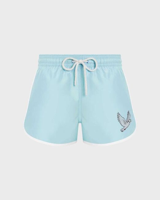Vilebrequin Blue Short Swim Shorts Dove Placed Embroidery for men