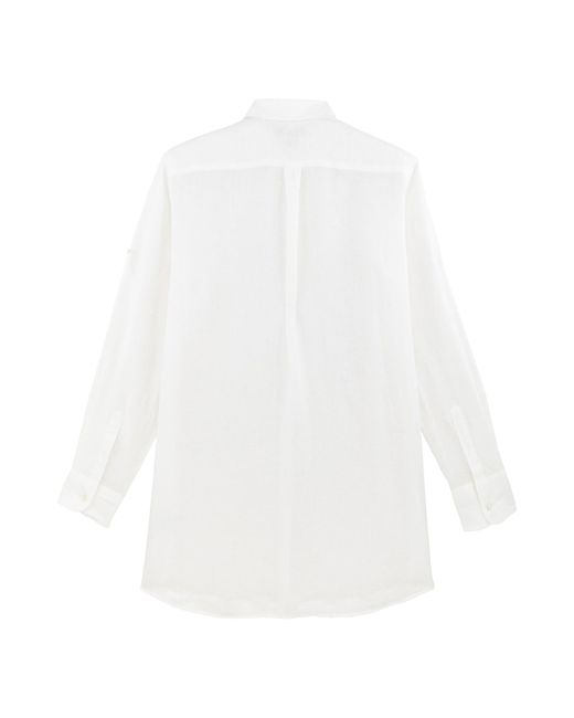 Vilebrequin White Linen Shirt Dress Solid