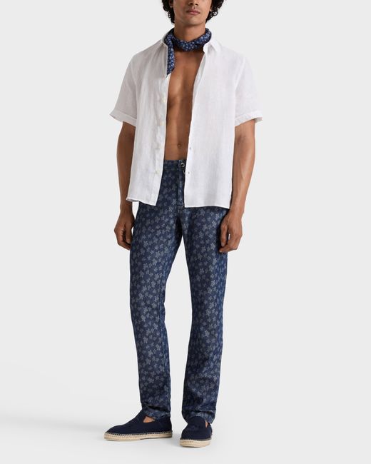 Vilebrequin Blue Light Denim Pants Ronde Des Tortues Jacquard for men