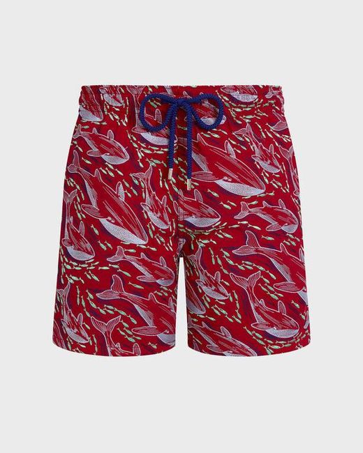 Vilebrequin Embroidered Swim Trunks Whales Offset - Limited Edition - Swimwear - Mistral - Red - Size M for men
