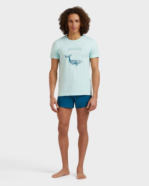 Vilebrequin Blue Organic Cotton T-Shirt Whales for men