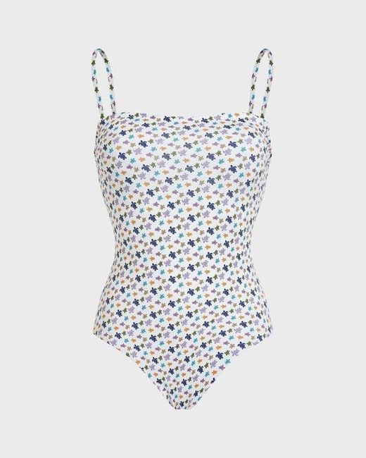 Vilebrequin Bustier One-piece Swimsuit Micro Ronde Des Tortues - Swimwear - Facette - White - Size Xl