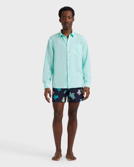 Vilebrequin Einfarbiges Hemd Aus Leinen Für Herren - Hemd - Caroubis - Grün - Größe S in Blue für Herren