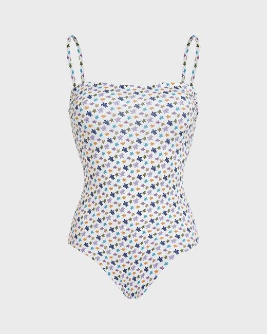 Vilebrequin Bustier One-piece Swimsuit Micro Ronde Des Tortues - Swimwear - Facette - White - Size S