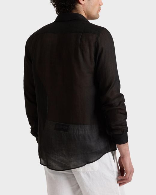 Vilebrequin Black Solid Ramie Shirt