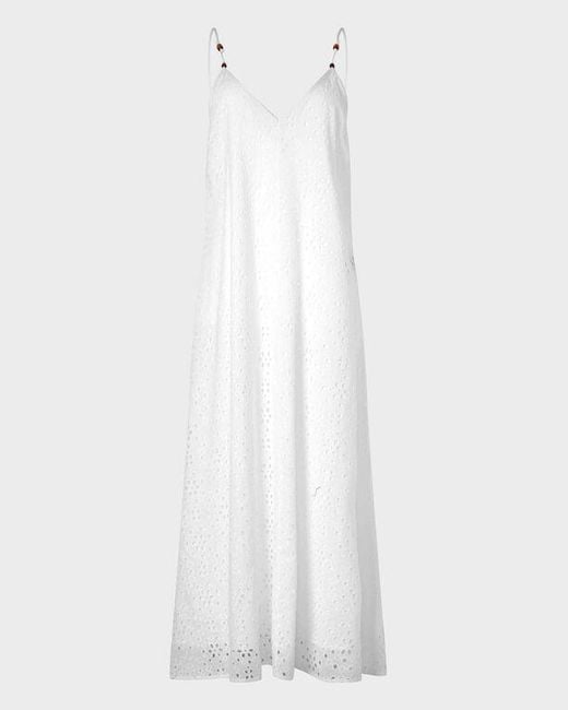 Vilebrequin Floral Broderie Anglaise V-back Maxi Dress - Cover-up - Lizze - White - Size Xs