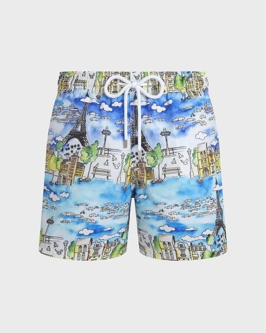 Vilebrequin Blue Swim Shorts Paris Aquarelle for men