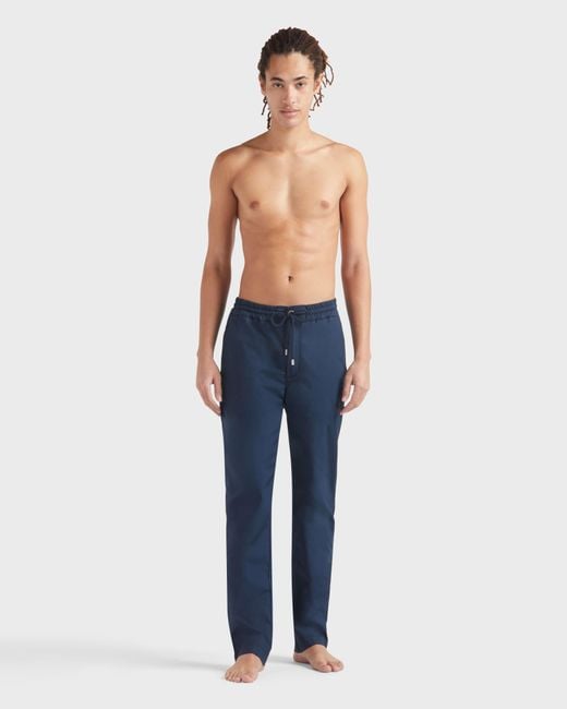 Vilebrequin Blue Elastic Waist Cotton Pants Solid for men