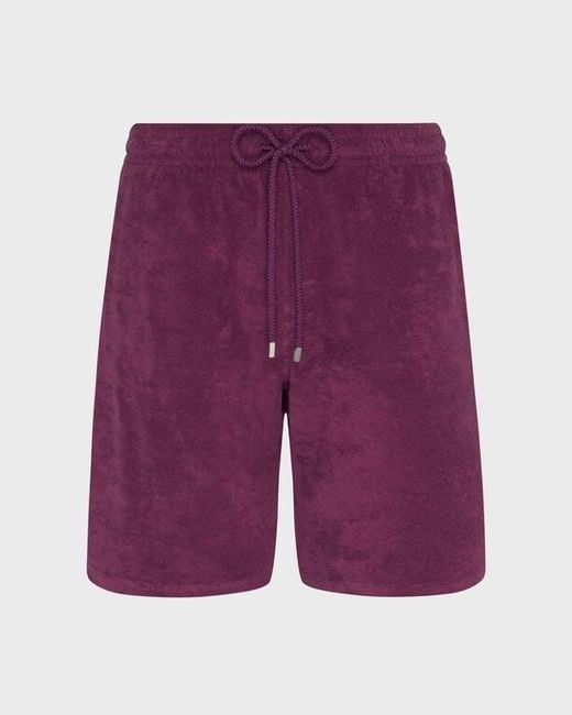 Vilebrequin Purple Terry Bermuda Shorts Solid for men