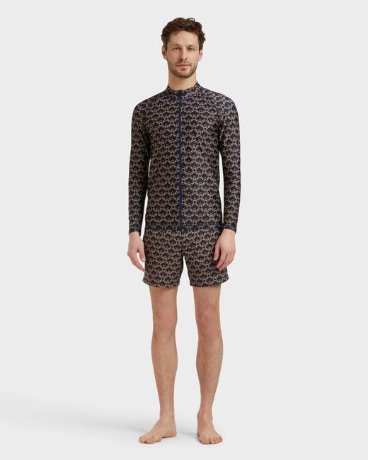 Vilebrequin Black Zipped Long Sleeves Rashguard Turtles Chain for men