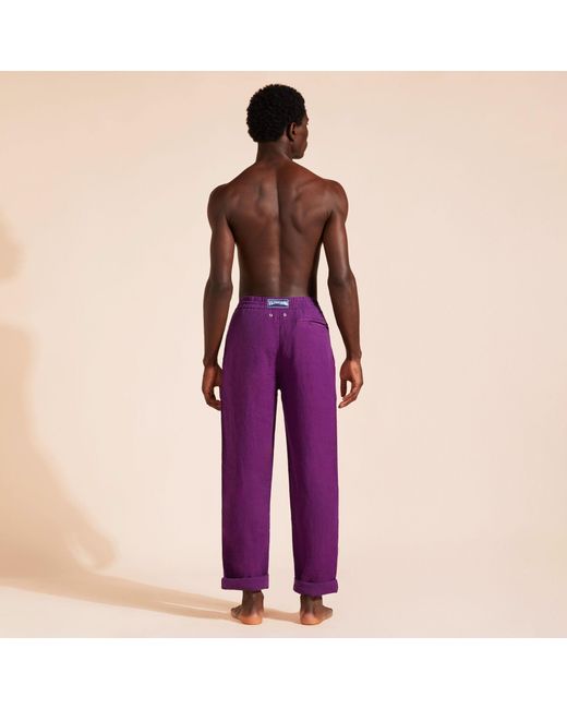 Vilebrequin Purple Linen Pants Solid for men
