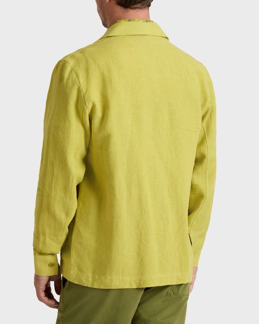 Vilebrequin Yellow Linen Overshirt Solid - Jacket - Corentin - Green - Size S for men