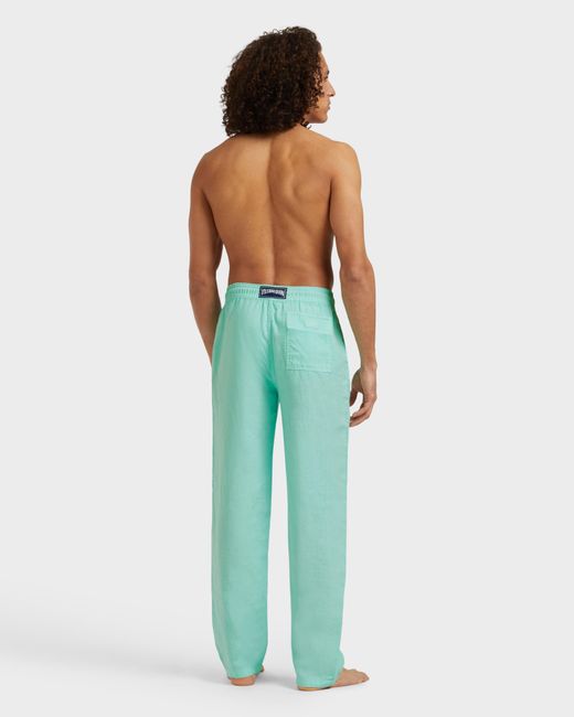 Vilebrequin Blue Linen Comfort Pants Solid for men