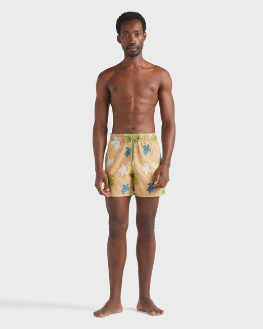 Vilebrequin Yellow Swim Shorts Embroidered Tortue Multicolore for men