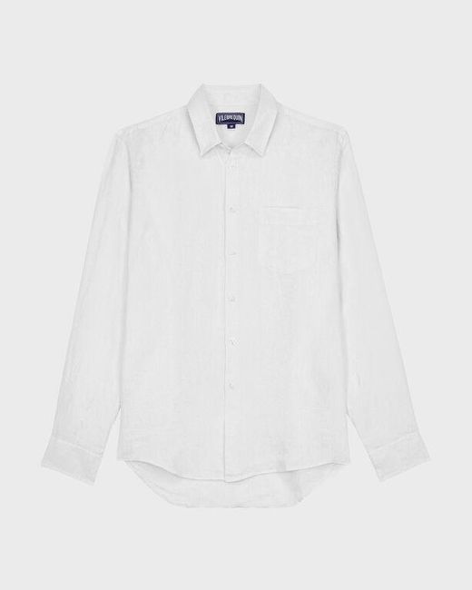 Vilebrequin White Linen Shirt Solid for men