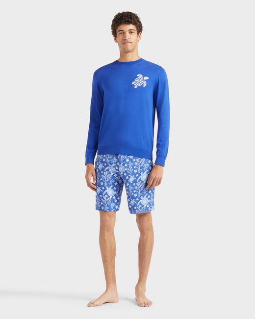 Vilebrequin Blue Cotton Sweater Turtle for men
