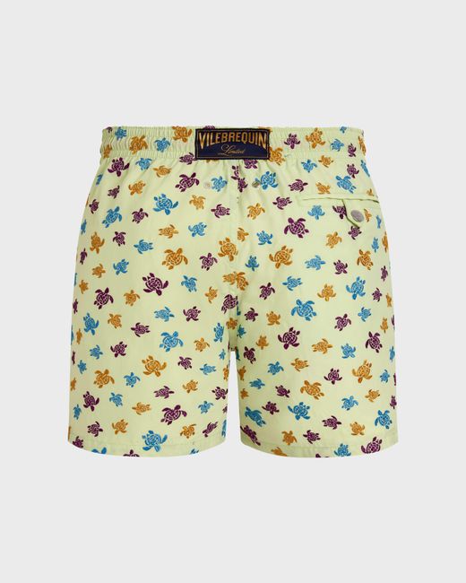 Vilebrequin Green Embroidered Swim Shorts Micro Ronde Des Tortues for men