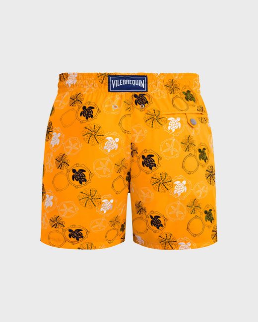 Vilebrequin Yellow Swim Shorts Embroidered Oursins for men